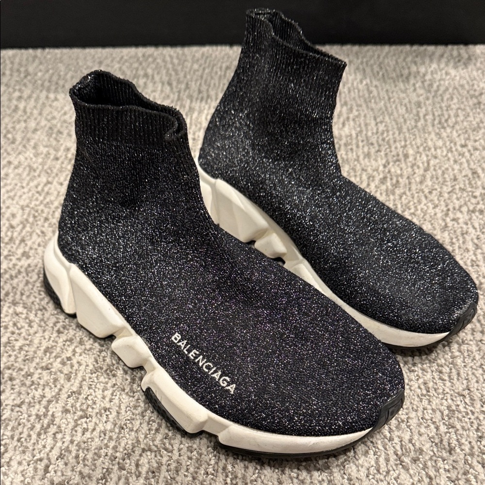 Balenciaga Glittery Black Sock Sneakers sz 38